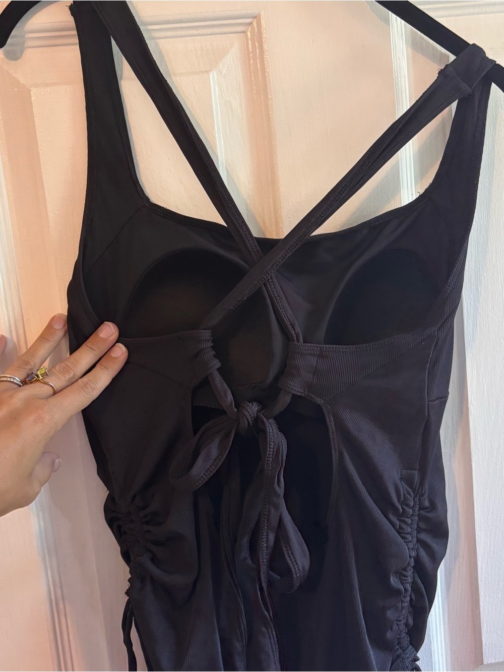 Summersalt Maternity Cinched Current One-Piece Swimsuit Size 8 Black Ribbed - Picture 3 of 8